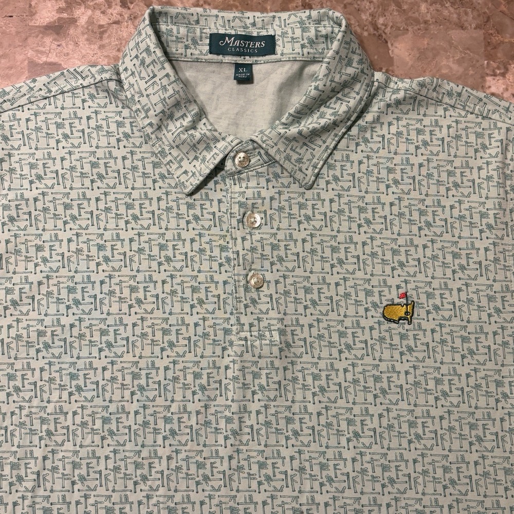 Masters Classics Polo Shirt Mens Green Augusta National Street Signs Golf Cotton